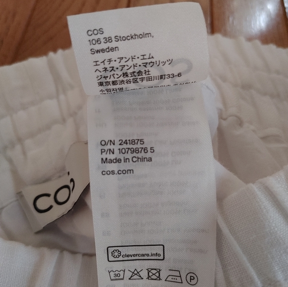 COS Linen Elastic Drawstring High Waisted White Bermuda Shorts - Picture 5 of 14